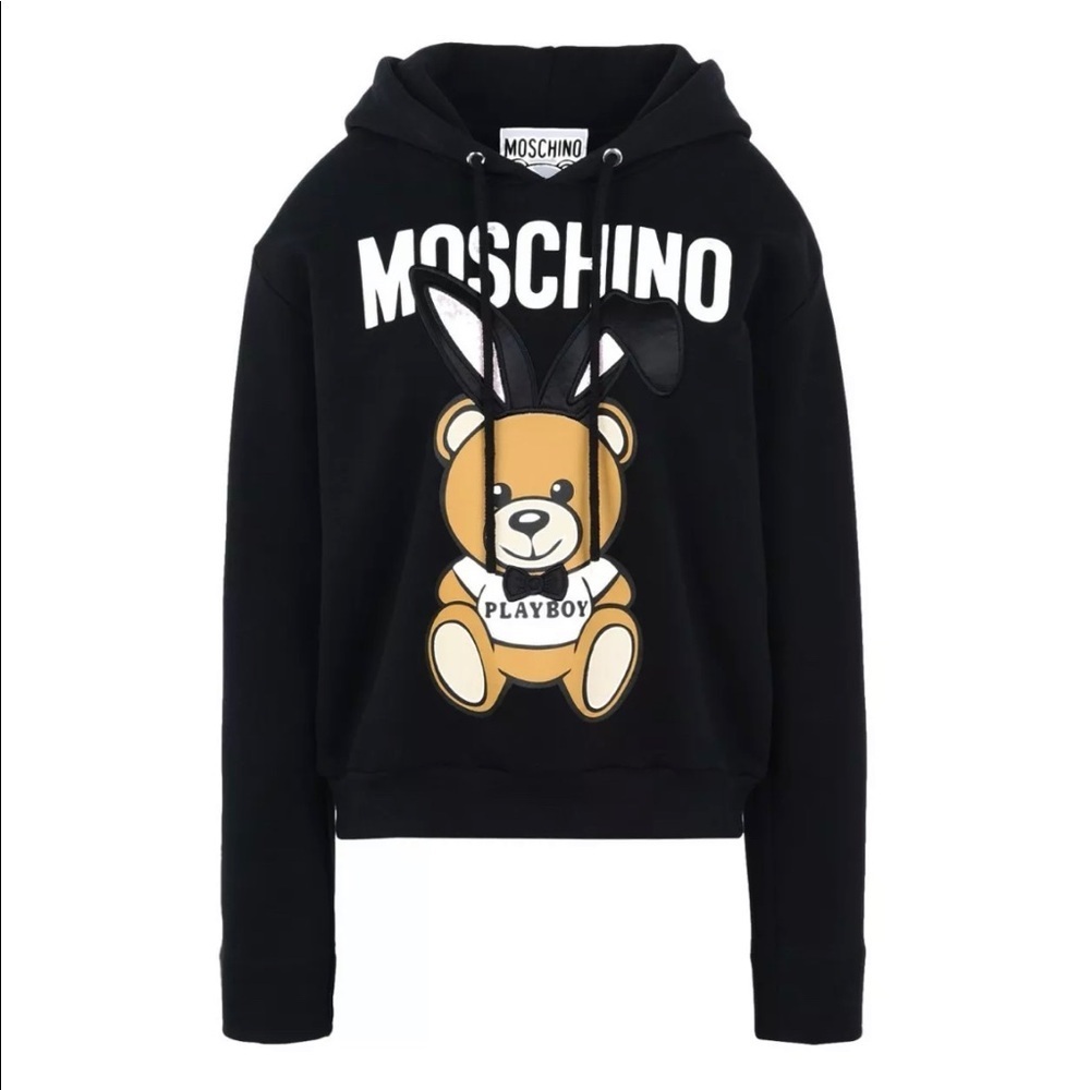 Moschino Playboy Teddy Bear Bunny Black Hooded Sweater